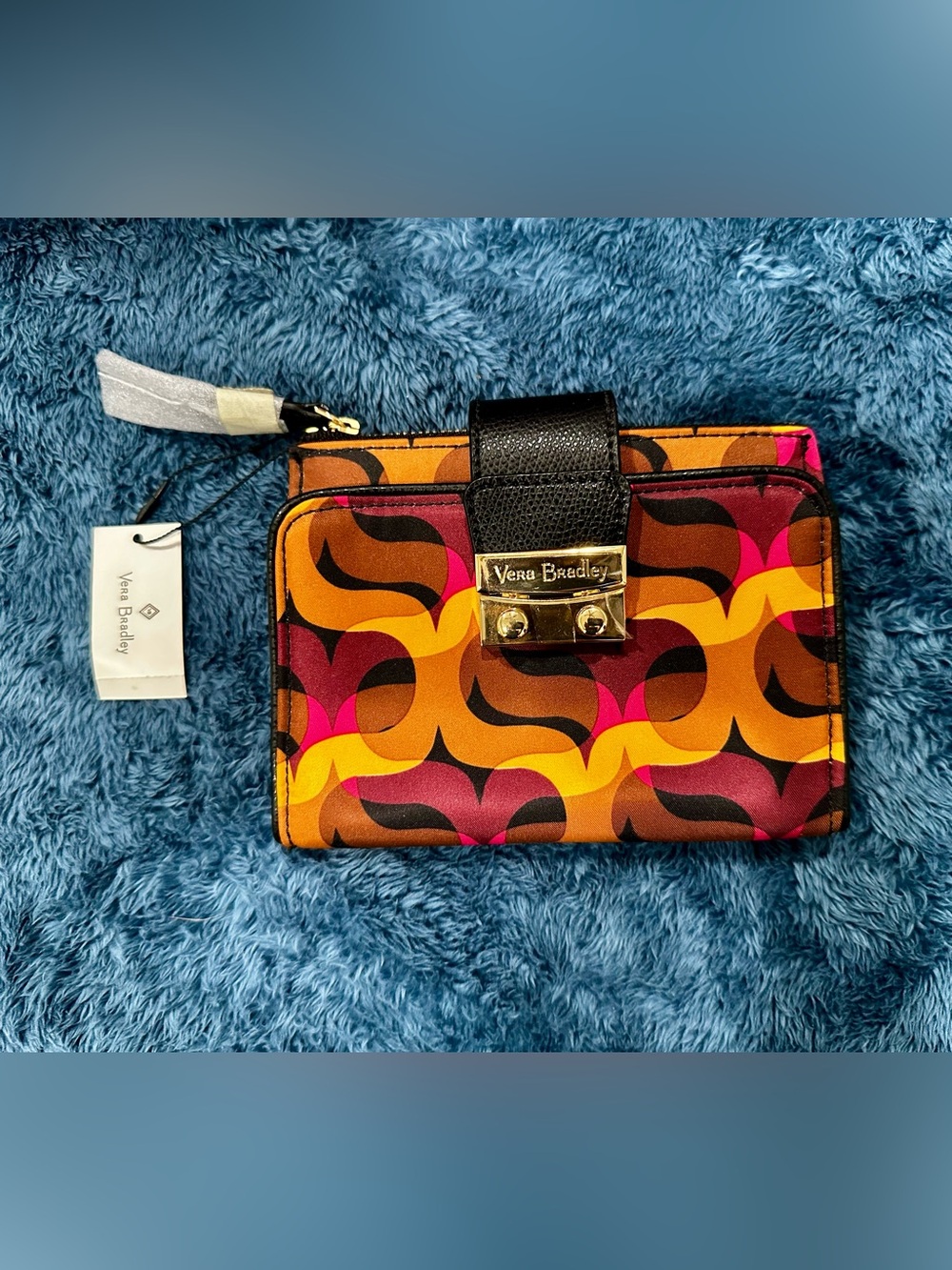 Vera Bradley Modern Lights Push Lock Wallet RFID With Leather Trim New with Tags